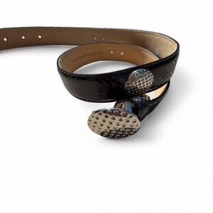 Authentic L.B. Belt Company black genuine snakeskin belt.